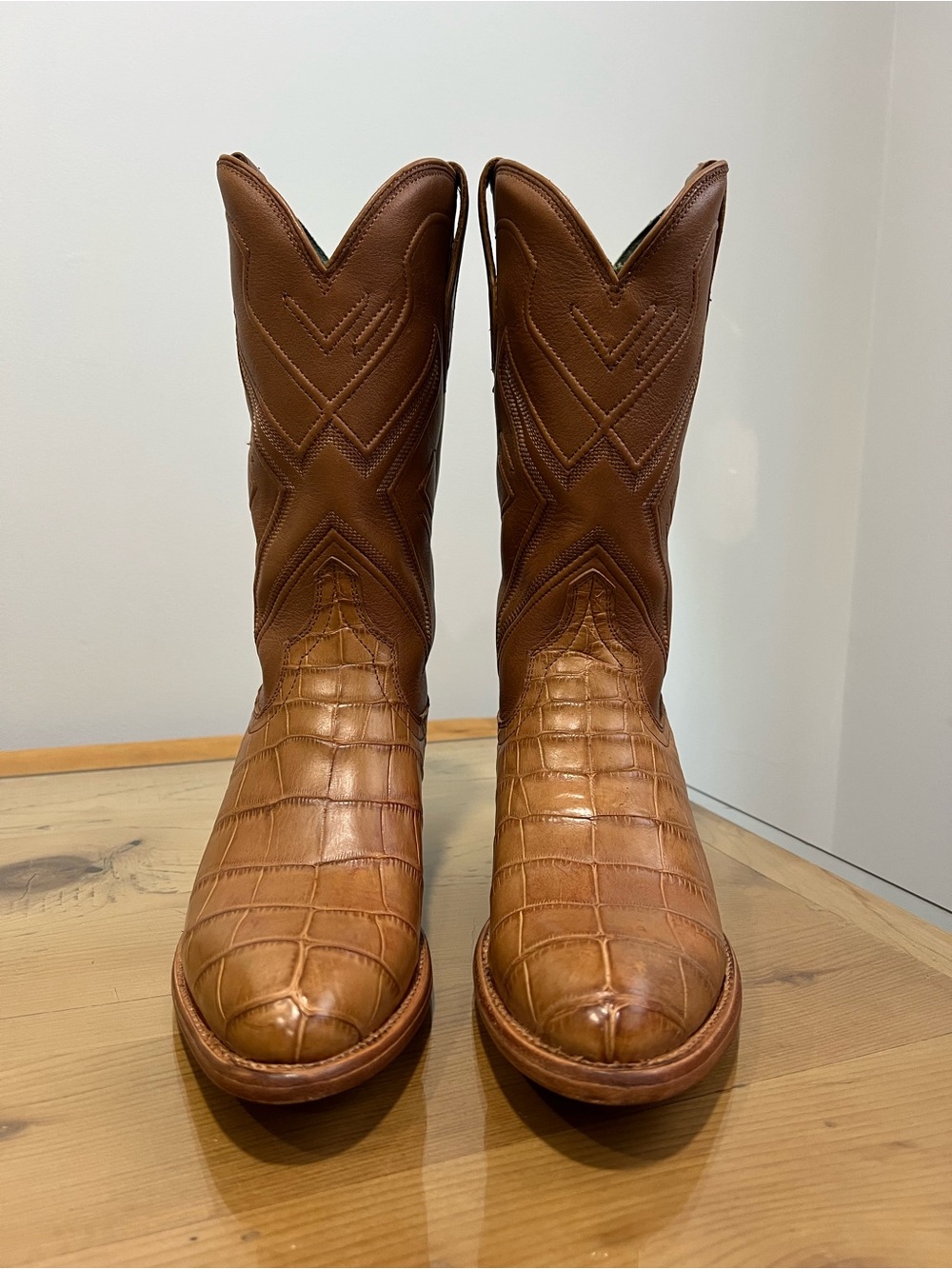 Tecovas Women's birthday boot 6 Tan Alligator Leather Heeled Boots - Picture 2 of 10